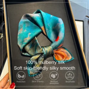 Foulard femme bleu en soie de haute qualité