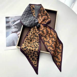 Écharpe fine à imprimé léopard pour femmes, en soie douce