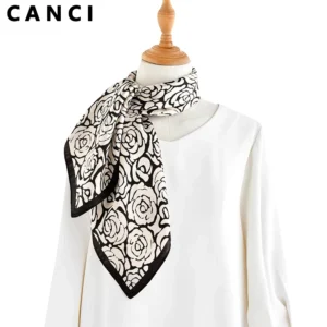 Foulard soie de mûrier 53CM pour femme, en soie 100%, tissu doux et durable