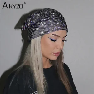 Bandana scintillant femme en soie avec des strass