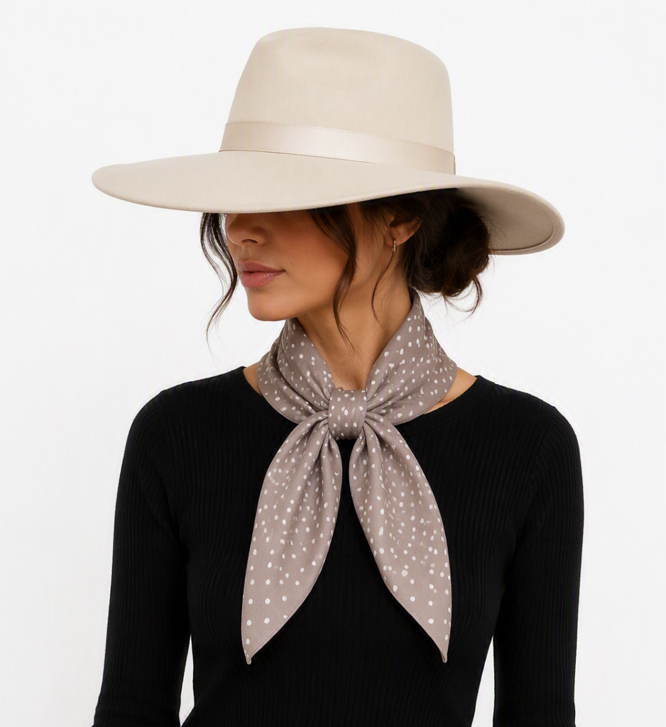 Foulard en soie élégant porté au cou