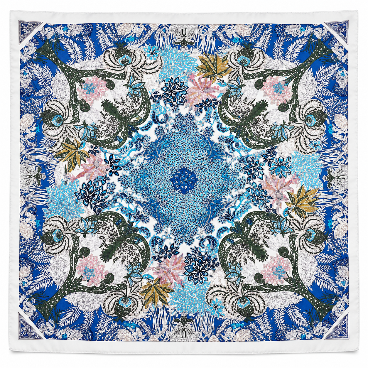 Grand Foulard Fleuri Turquoise – Image 4