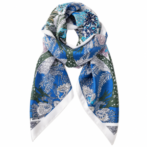 Grand Foulard Fleuri Turquoise