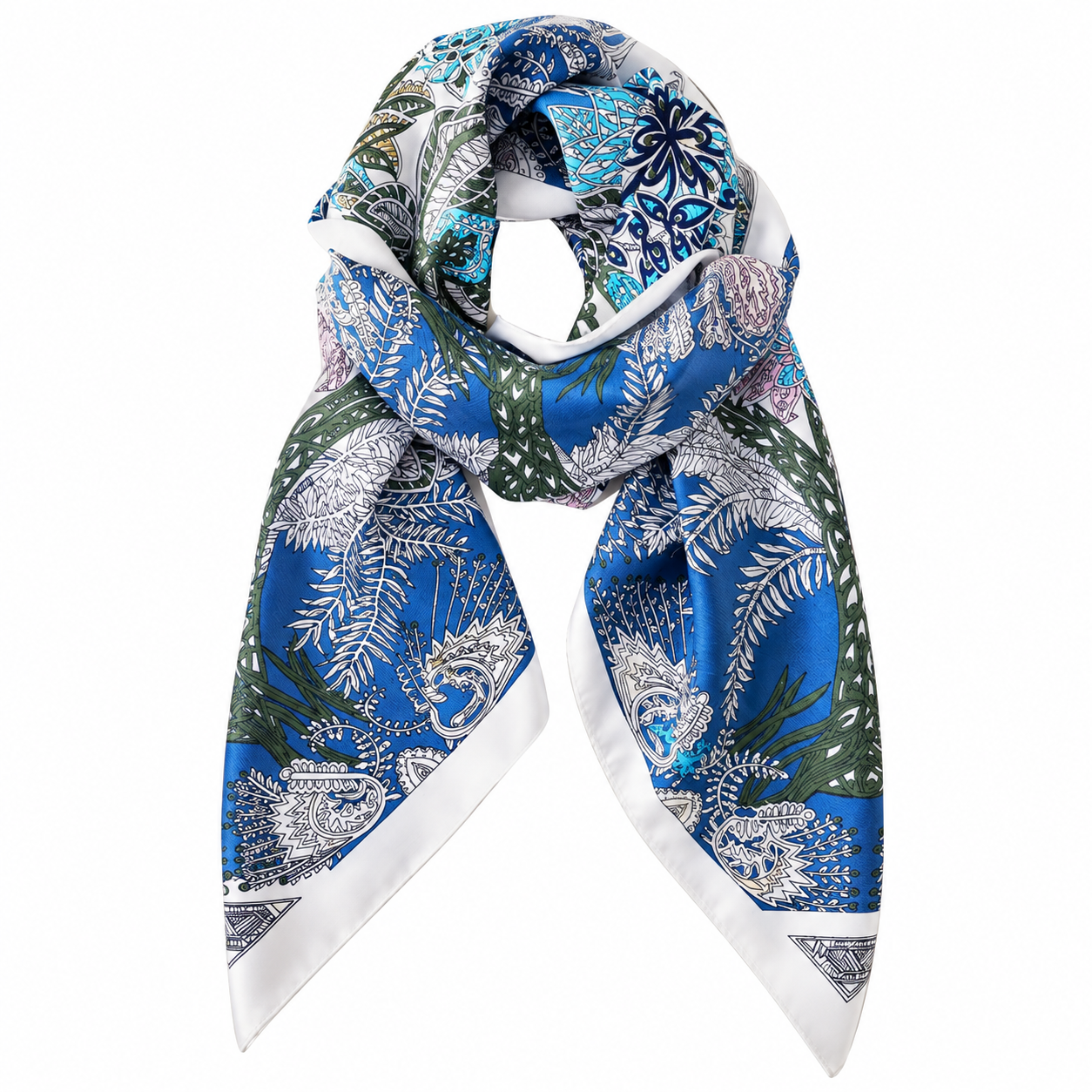 Grand Foulard Fleuri Turquoise