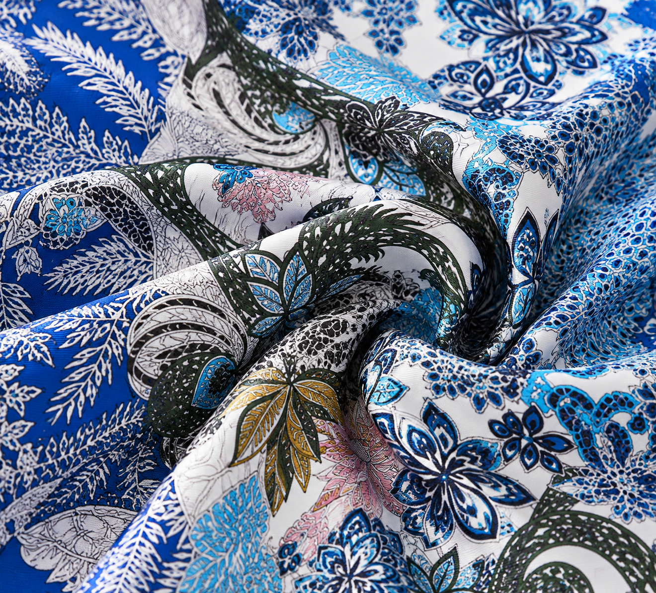 Grand Foulard Fleuri Turquoise – Image 5