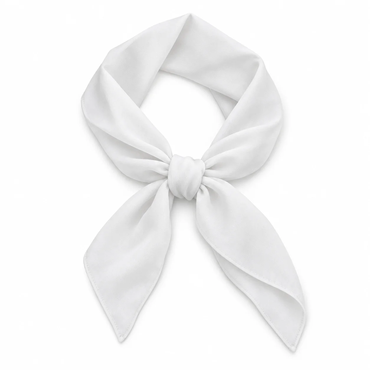 Foulard Uni Blanc noué sur fond blanc