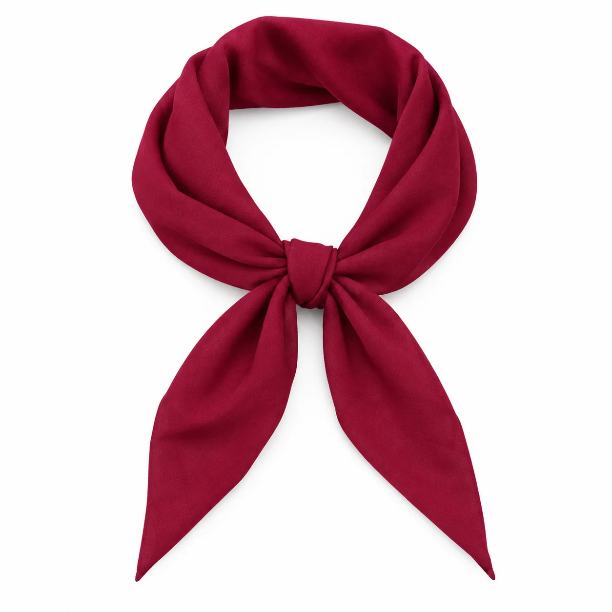 Foulard Uni Bordeaux noué sur fond blanc