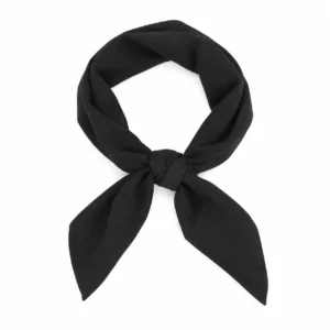 Foulard Uni Noir présenté avec un petit nœud sur fond blanc