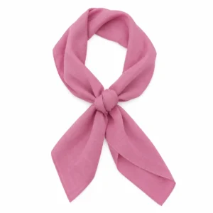 Foulard Uni Rose noué sur fond blanc