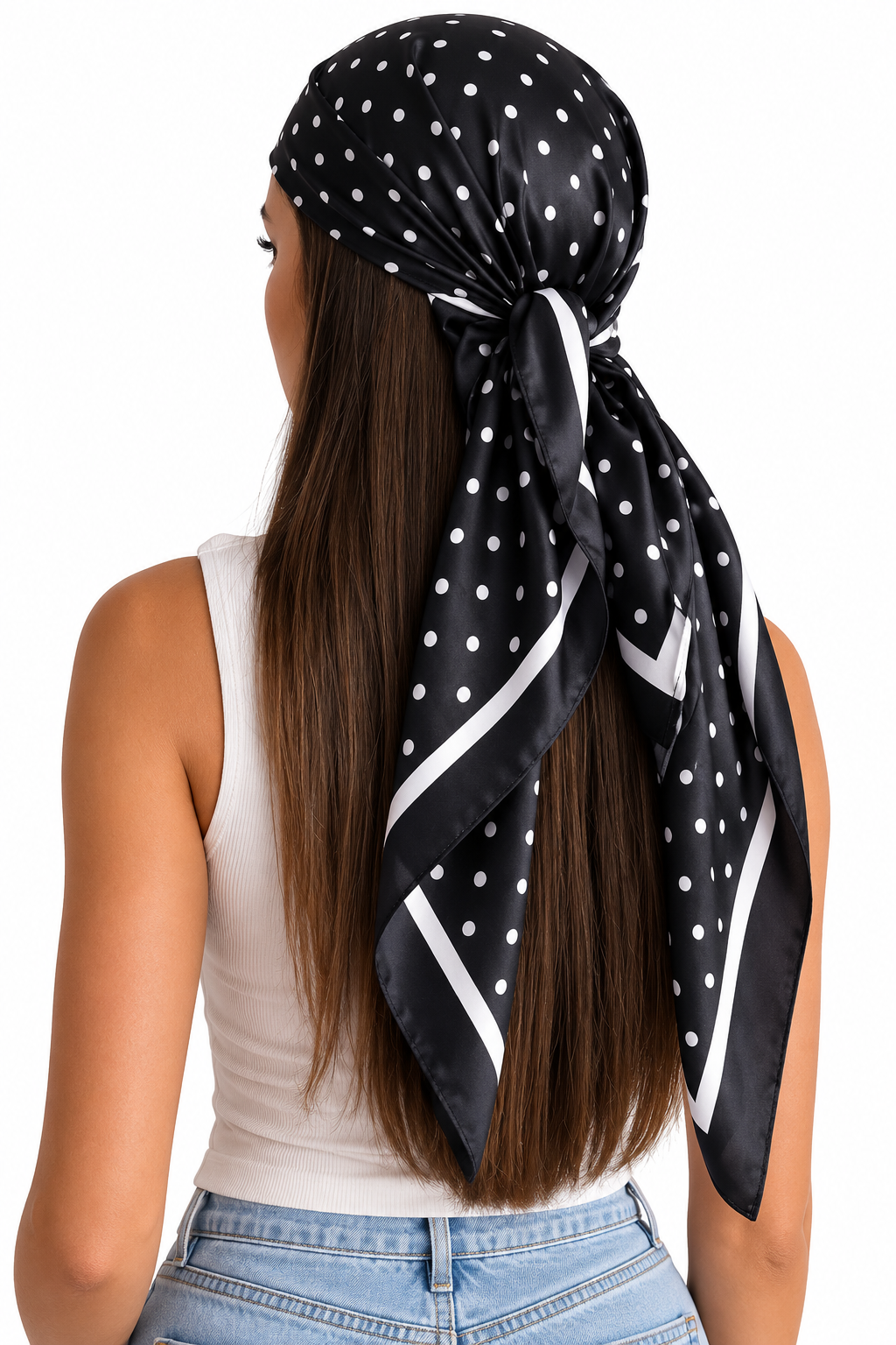Grand Foulard à Pois Noir – Image 3